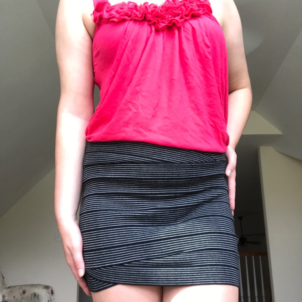 Striped Mini Pencil Skirt
